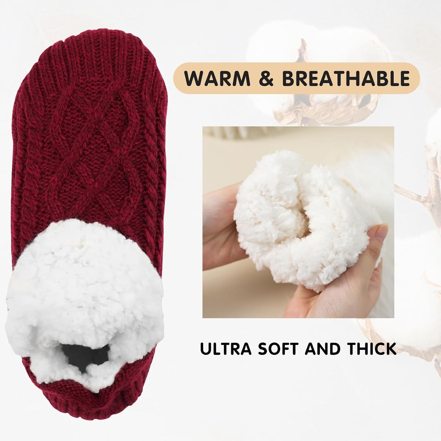 Unisex Fluffy Fuzzy Warm Slipper Socks for Men Women, Thick Fleece Lined Non-Slip Socks Indoor Floor