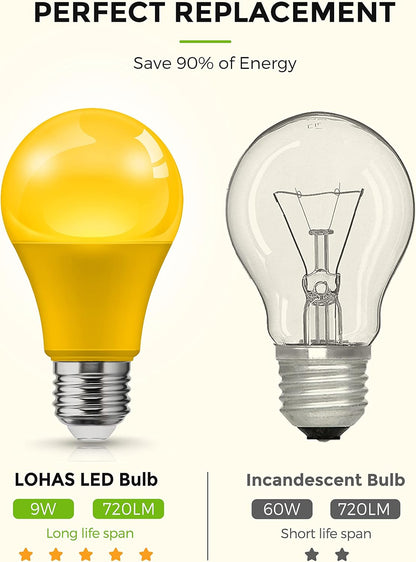 L LOHAS LED Sleep aid Amber Light Bulbs, Blue Light Blocking, A19 9W(60 Watt Equivalent) Dim Light Bulbs, 1800K Warm Light Bulb, E26 Base, 2 Pack