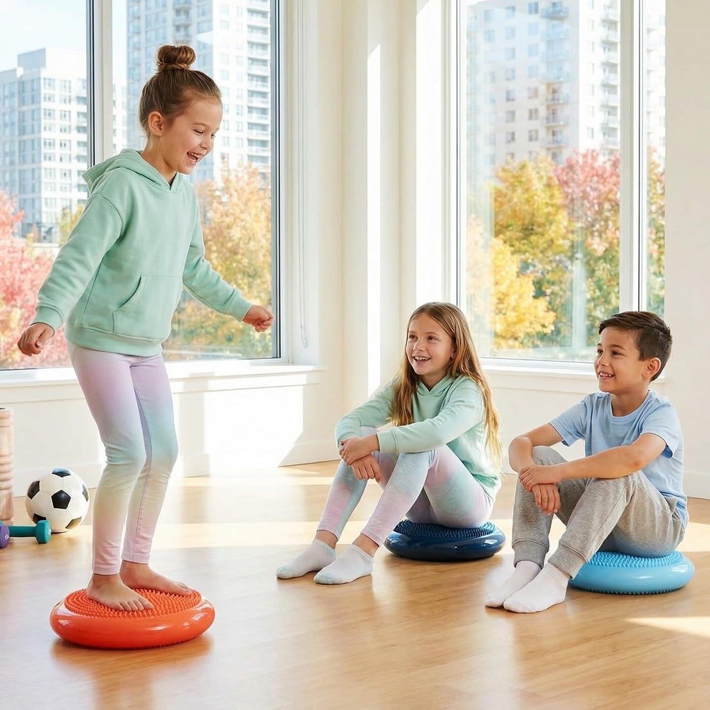 Libima 4 Pcs Wiggle Seat for Sensory Kids Inflated Wobble Cushion Sensory Seat Cloud Design Flexible Seating for Classroom Elementary Balance Disc for Kids Adult Pet Training