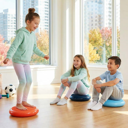 Libima 4 Pcs Wiggle Seat for Sensory Kids Inflated Wobble Cushion Sensory Seat Cloud Design Flexible Seating for Classroom Elementary Balance Disc for Kids Adult Pet Training
