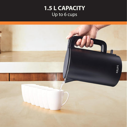 KRUPS Smart Temp Electric Kettle: 1.7L Capacity, 5 Precise Temperature Settings, Digital Display, Cool-Touch Exterior, Cordless Design for Tea and Coffee Lovers