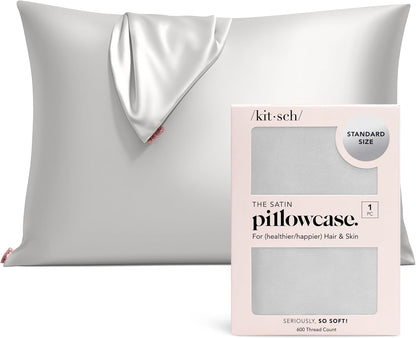 Kitsch Satin Pillowcase with Zipper for Hair & Skin - Softer Than Silk Pillow Cases, Smooth Cooling Satin Pillow Case, Wrinkle-Free, Machine Washable - Pillow Cases Standard Size (19x26) - Blush