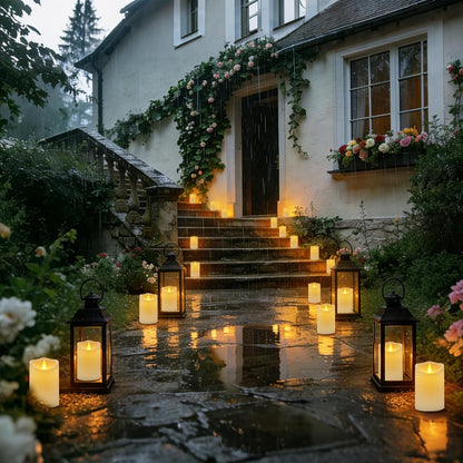 Flameless Candles 4" 5" 6" Outdoor Indoor Pillars Battery Operated Flickering Candles Include 10-Key Remote Timer 400+ Hours by 2 AA Batteries (Ivory Candle - Warm light, 3"D x 4"|5"|6" H - 3 Pack)