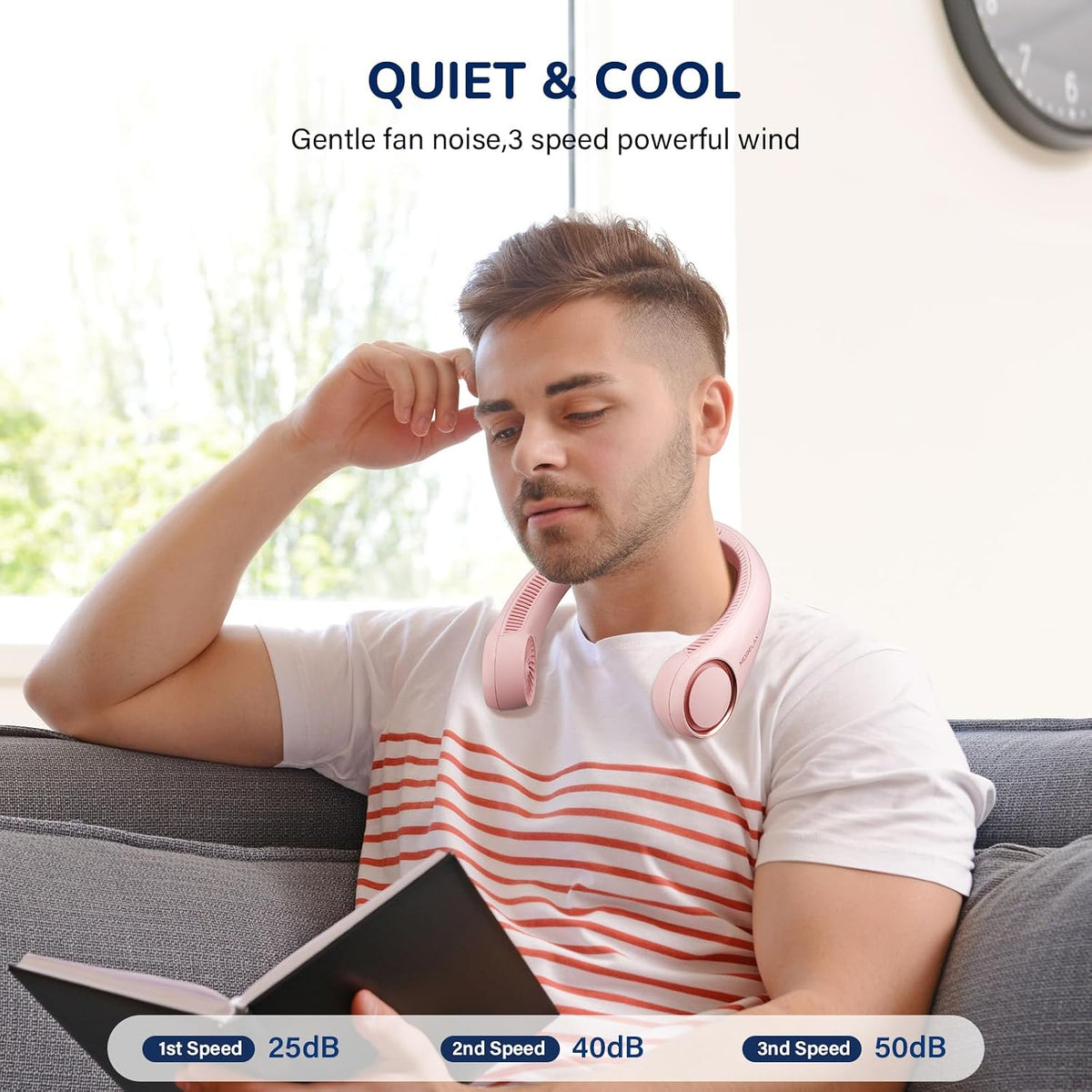 Morelax Neck Fan, USB Rechargeable Personal Fan,Hand Free Bladeless Portable Fans,4000 mAh, 3 Speeds,72 Air Faster softer 360° Cooling, Ultra Quiet,Gift Suitable for Home, Office, Travel, Sports