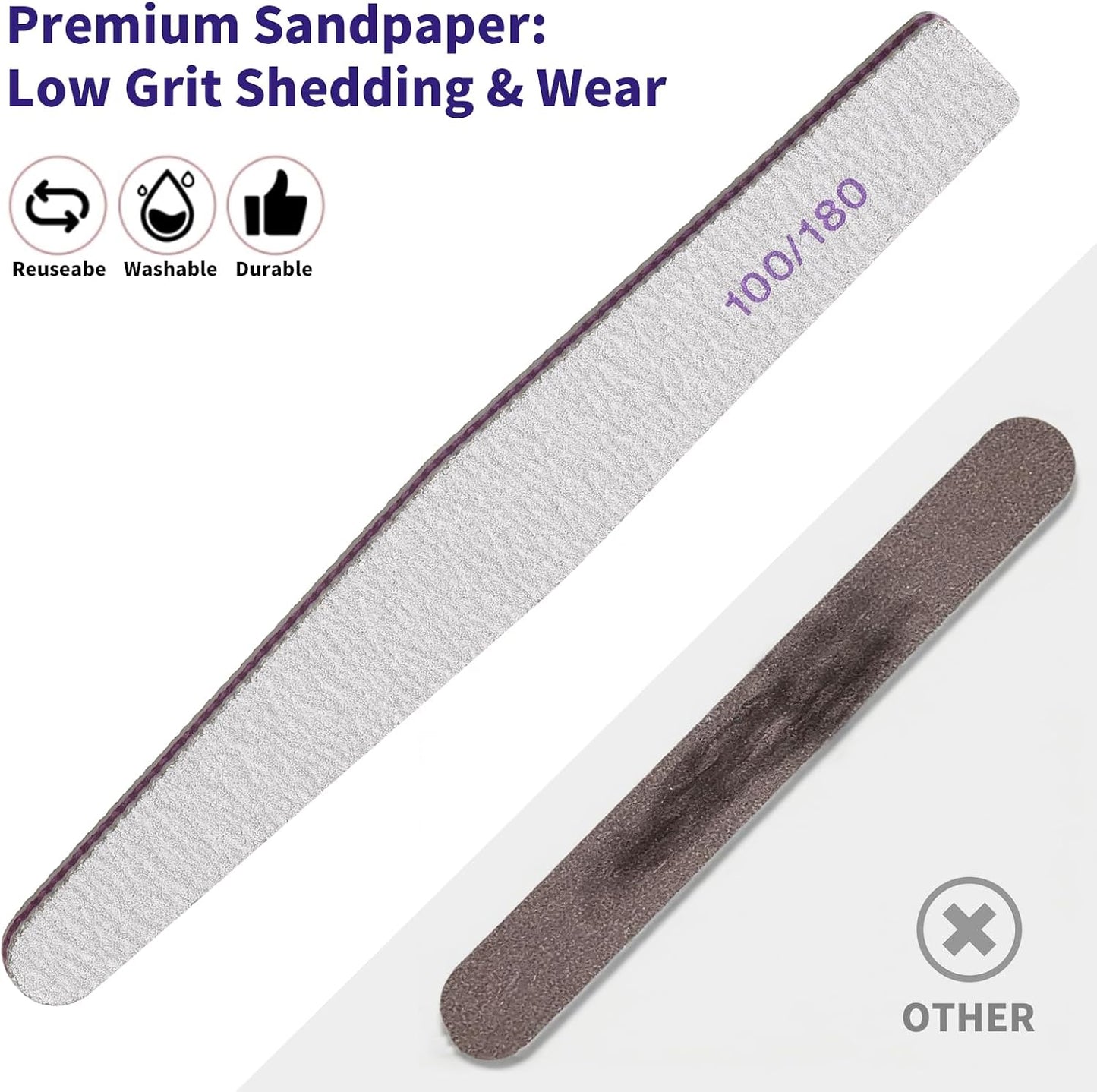 SWEET VIEW 14PCS Nail Files & Buffers for Gel, Acrylic and Natural Nails | Includes 100/180, 180/240 grit Emery Boards & 1000/4000 Buffer Block. For natural, gel or acrylic.