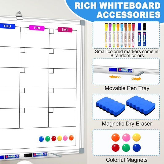 Dry Erase Board Calendar for Wall, 36" x 24" Monthly Whiteboard