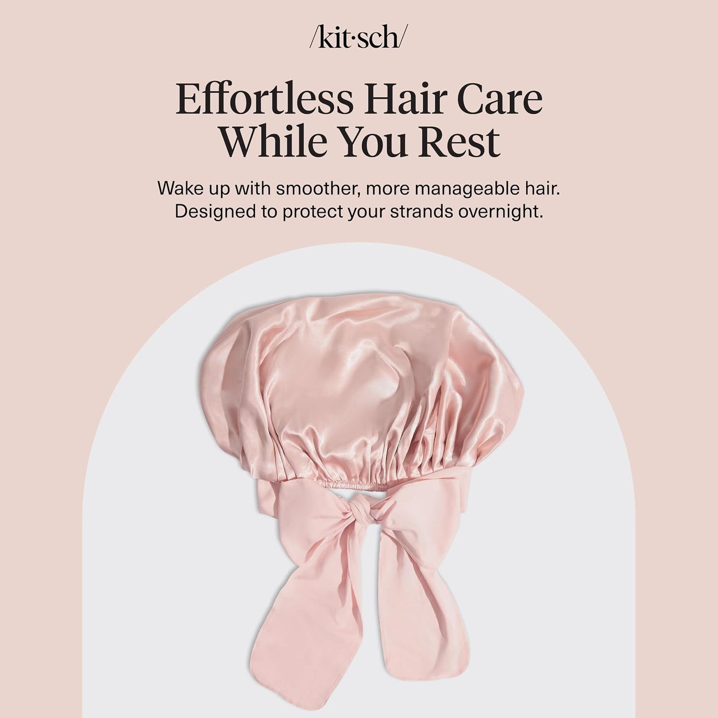 Kitsch XL Satin Bonnet for Sleeping - Softer Than Silk Bonnet For Sleeping Women - Secure Fit, Adjustable, Night Cap For Curly & Textured Hair - Prevents Breakage, Tangles & Thinning - Blush