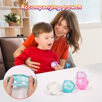 8pcs Mini Small 1.8inch Masonry Ice Squishy Stress Balls-Polyhedron Diamond Sugar Balls Slow Rise-Fidget Toy for Kids Gel Filled Classroom, Calming Toys Anxiety Children Teens (8pcs)