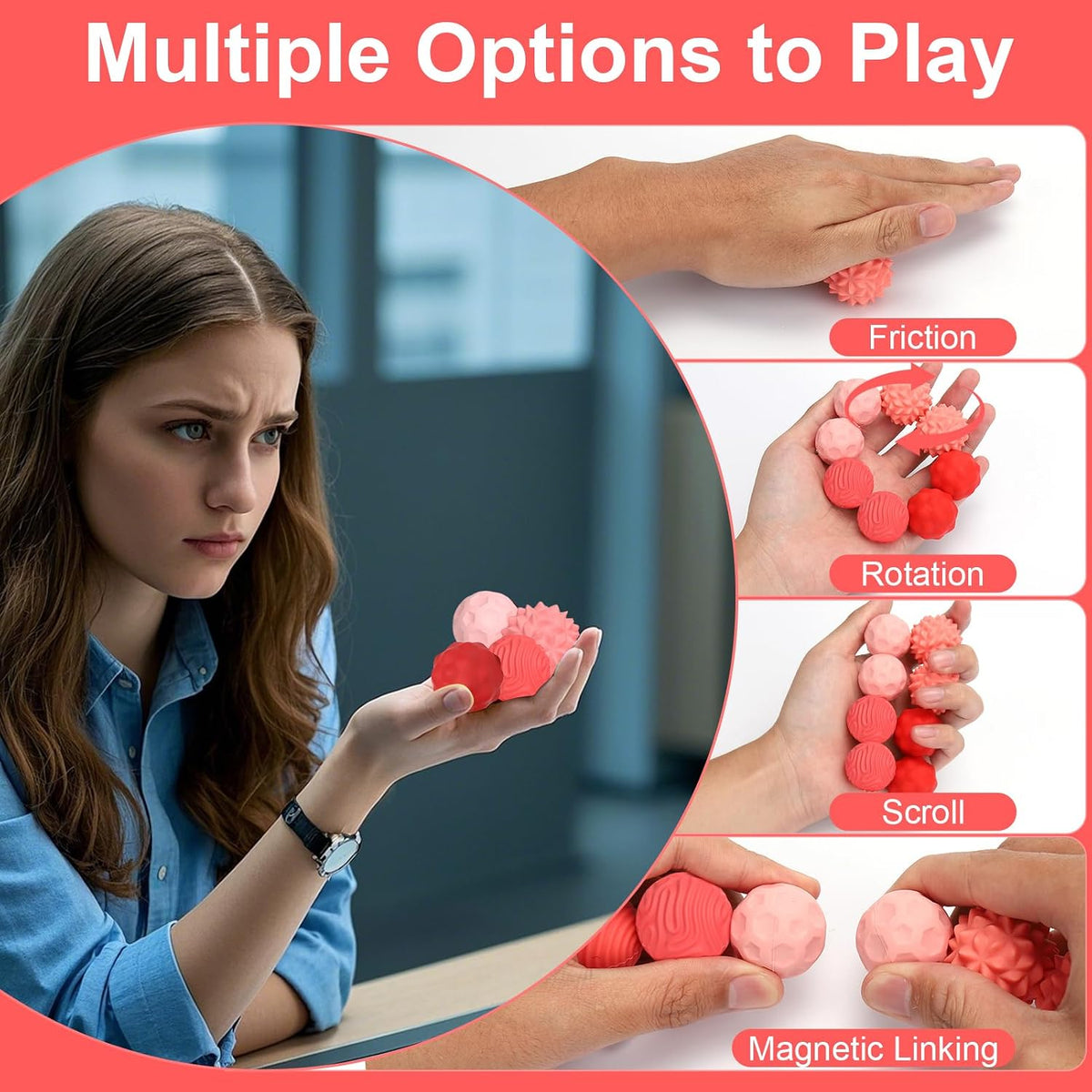 BUSOHA Silicone Magnetic Fidget Balls - 4 Pack Fidget Toys for Adult