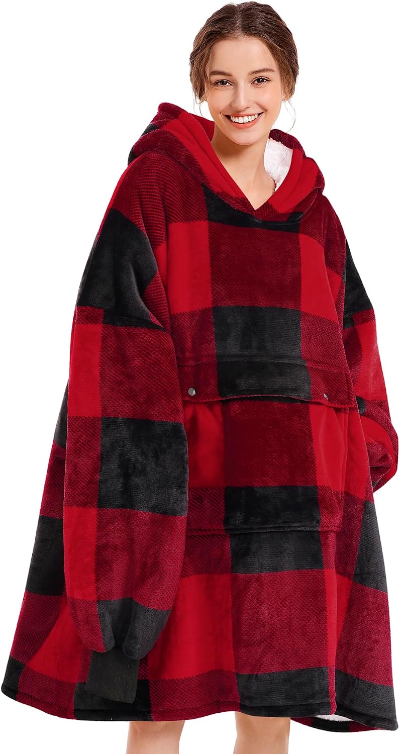 Narecte Cozy Oversized Blanket Hoodie Wearable Blanket Adults Soft Hooded Blanket Hoodie Birthday Gifts for Women Christmas - Colors B