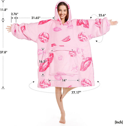 Narecte Cozy Oversized Blanket Hoodie Wearable Blanket Adults Soft Hooded Blanket Hoodie Birthday Gifts for Women Christmas - Colors B