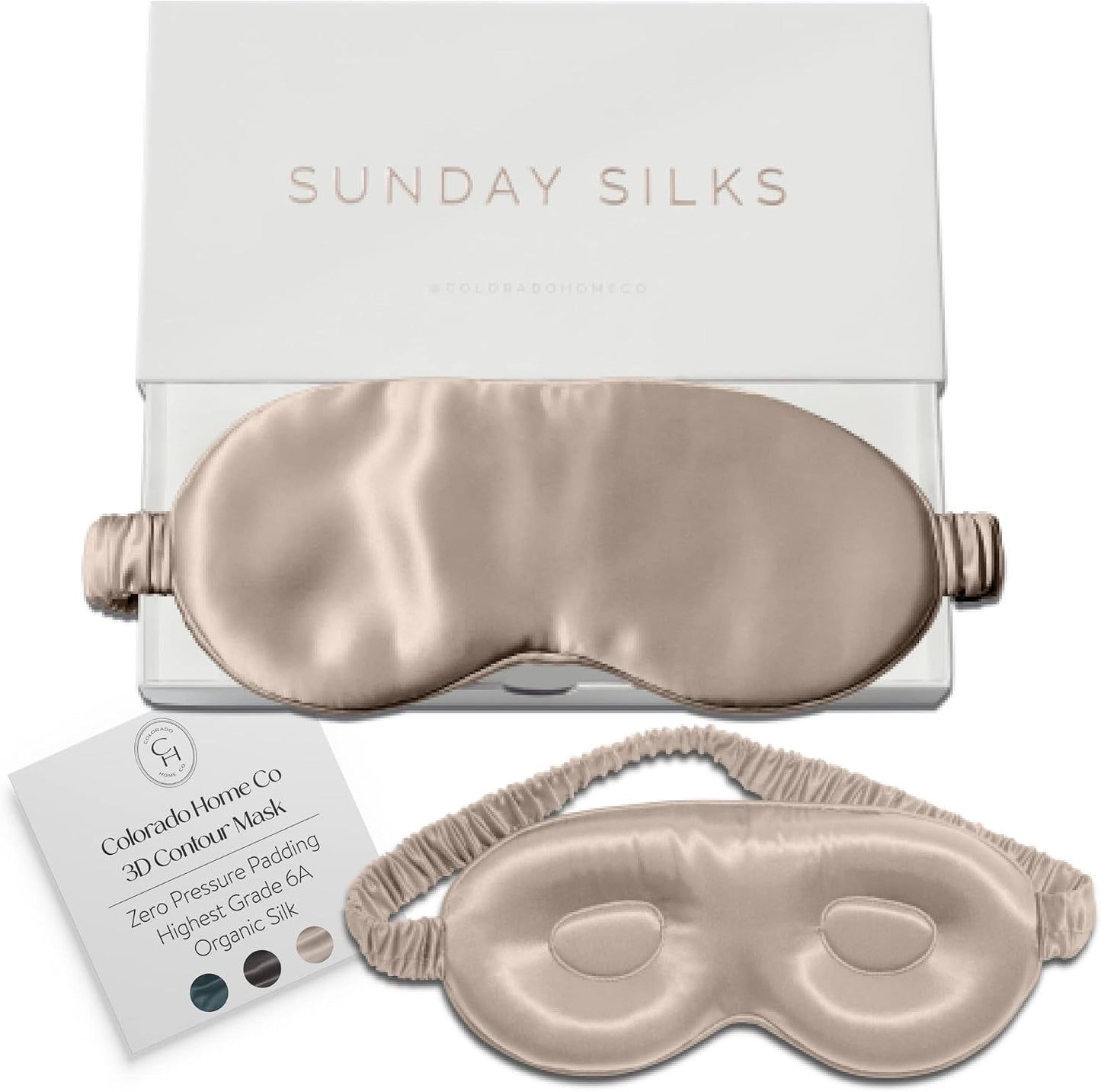 SUNDAYSILKS™ | Adjustable Silk Sleep Mask for Side Sleeper | Cloud-Like Comfort, Weighted for Deep Sleep | Soft Sleep Face Mask for Women & Men, Full Blackout, Cooling Silk Eye Mask for Sleeping
