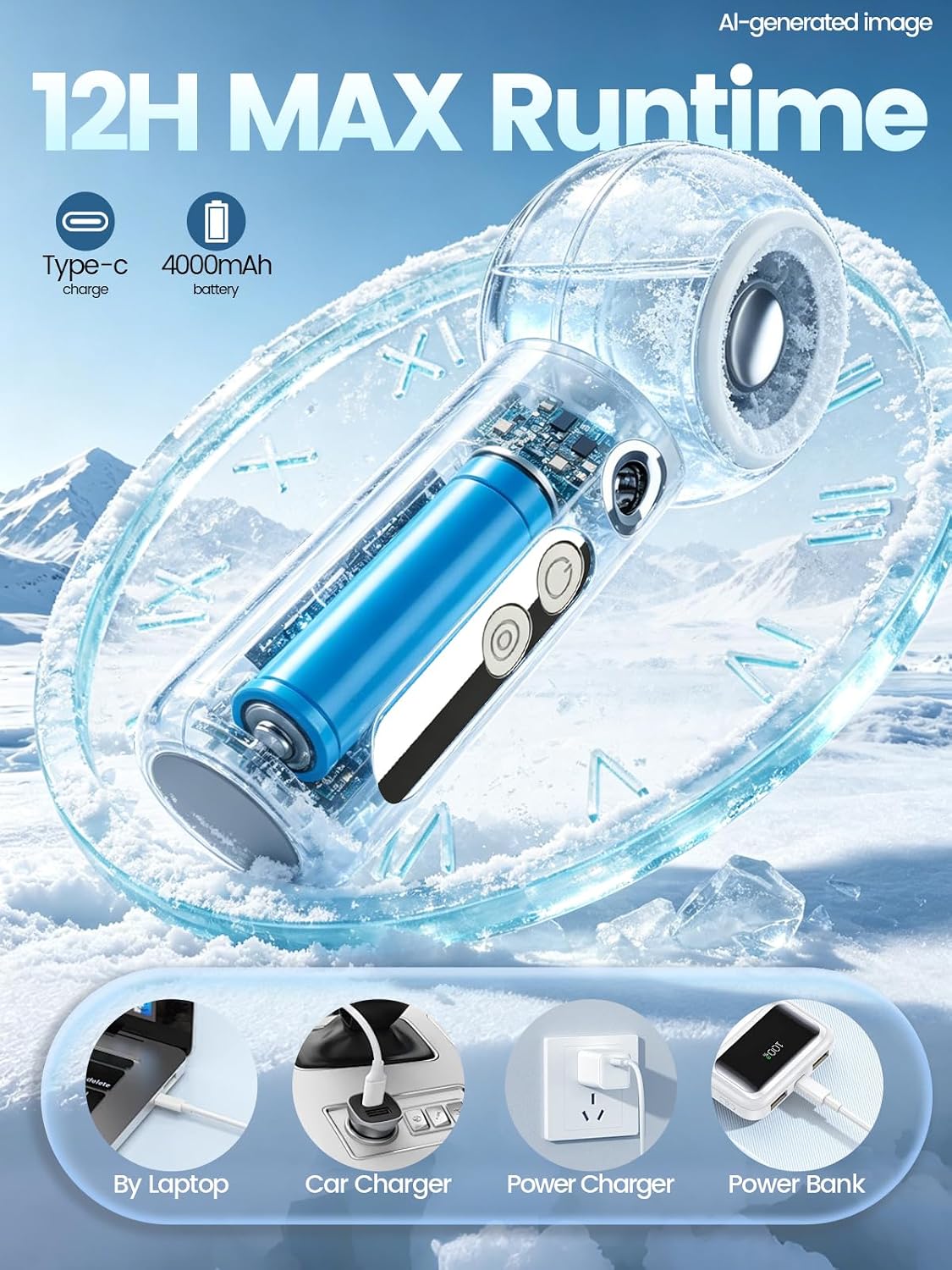 Portable Misting Fan Rechargeable Handheld Cool Mist Fan with LED Display