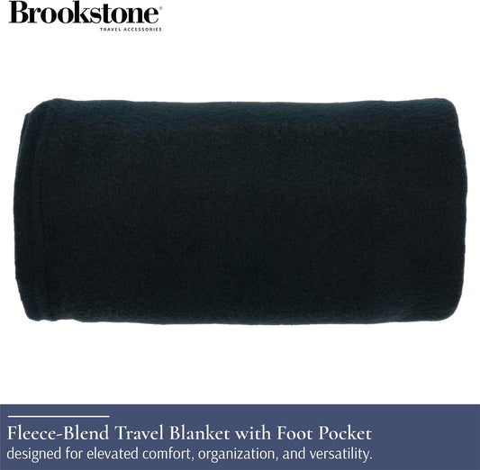 Brookstone Travel Blanket Fleece Throw with Foot Pocket, Compact