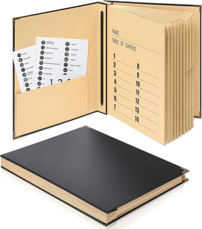 Marspark Important Document Organizer, 14 Pockets with Labels, Black