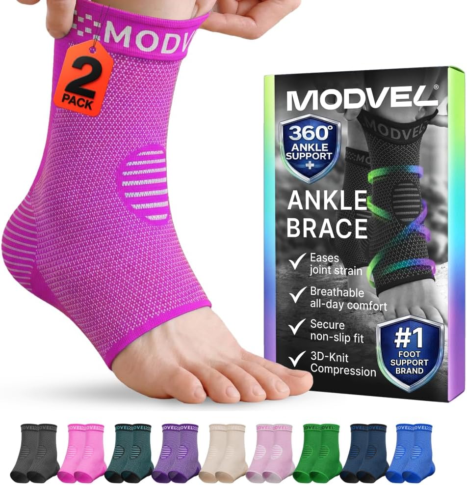 Modvel Foot & Ankle Brace Socks for Sprained Ankle Compression Sleeve - Foot Support for Women & Men - Tendonitis & Arthritis Ankle Brace Sports Running, Torn Ligaments & Women Stabilizing Ankle Wrap