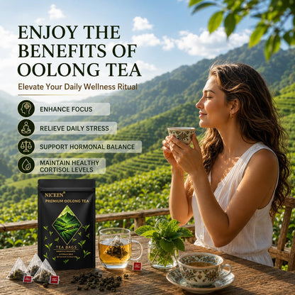 Niceen Oolong Tea Bags, 4g*30 Tea Bags, Selected Whole Leaf Oolong Tea, Smooth Aroma, Low Astringency, Daily Tea Ritual, Hot and Cold Brew, Vegan, Non-GMO (30 Pcs 1 Bags)