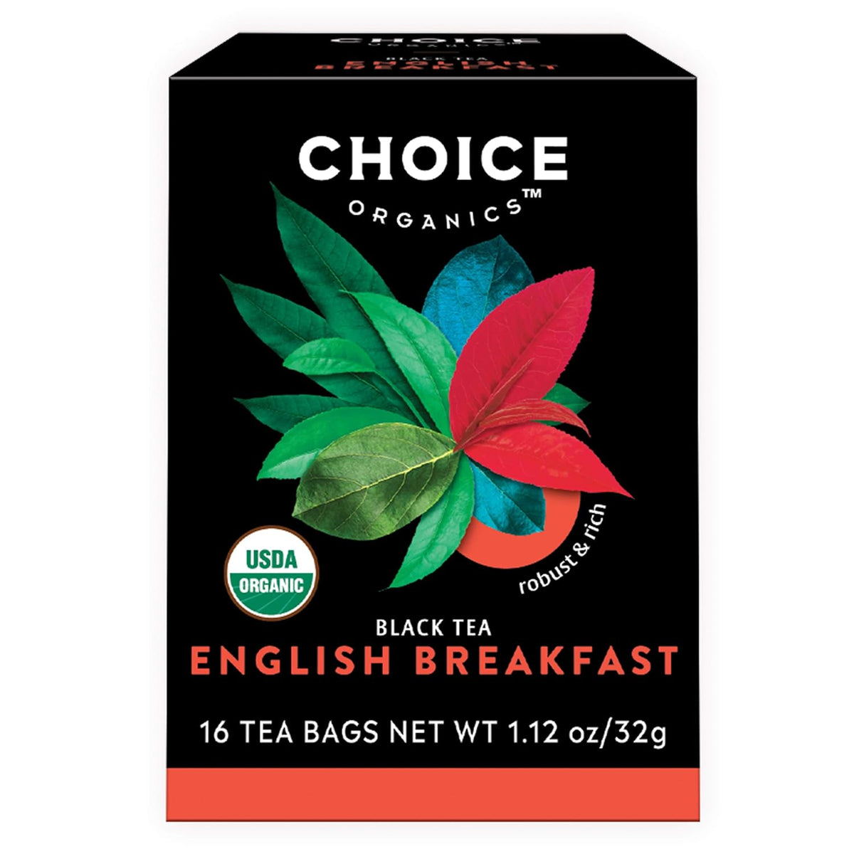 Choice Organics English Breakfast Tea, 16 Tea Bags (3 Pack)