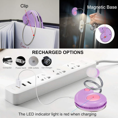 Kids Rechargeable Book Light, Clip on Reading Light for Kid, Kids Reading Lights, Amber Book Light for Reading in Bed, 2 Lighting Modes, Blue Light Blocking, Bookmark Light for Bookworms-Pink