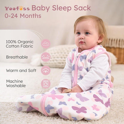 Yoofoss Baby Sleep Sack Baby Wearable Blanket 100% Cotton 2-Way Zipper Toddler Sleeping Sack