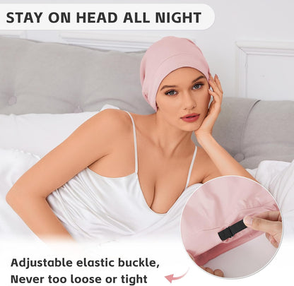 ZHENSILK Silk Bonnet for Sleeping Women, Adjustable Silky Satin Lined Sleep Cap, Silk Hair Wrap Slouch Beanie Hat