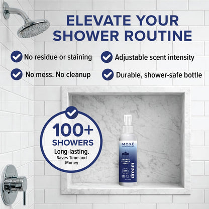 MOXĒ Eucalyptus Oil Shower Mist, Spa Steam Spray, Certified Natural 100% Essential Oils, Made in USA, Aromatherapy, Sinus Congestion Relief, Tension Relief, 4 Ounces