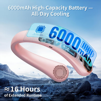 𝟐𝟎𝟐𝟔 𝐔𝐩𝐠𝐫𝐚𝐝𝐞 BNBZ Portable Neck Fan,6000mAh Rechargeable Wearable Fan with LED Display,4 Speeds,Up to 15H Runtime,Quiet 360° Airflow Hands-Free Personal Fan for Travel,Work,Gym &Outdoor Use