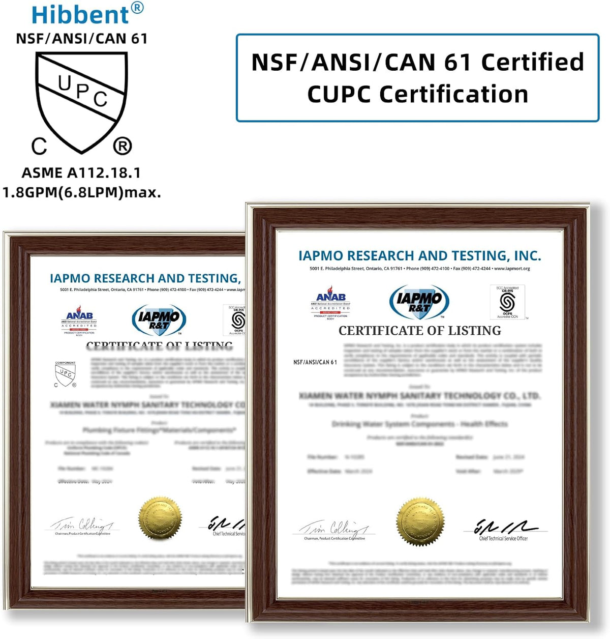 Hibbent NSF/ANSI/CAN 61 & cUPC Certified Faucet Aerator, Chrome