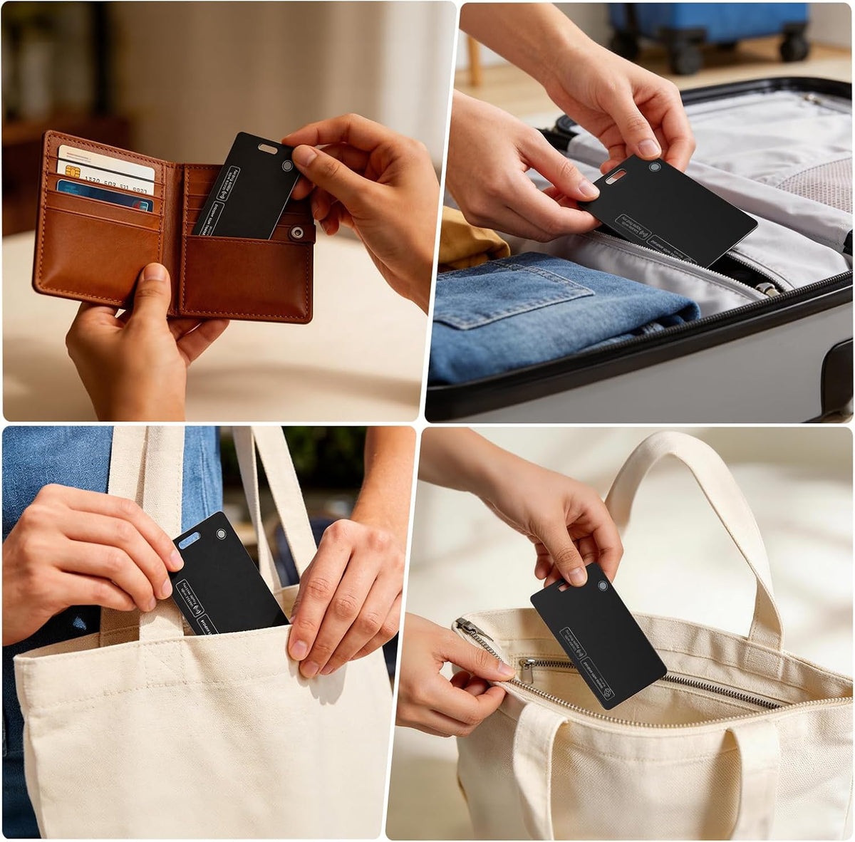 2 Pack Wallet Tracker Card for Apple & Android, Tracking Card for Backpacks