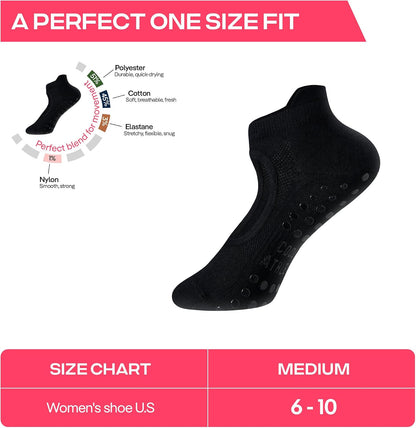 COOLMATE Pilates Socks with Grips for Women, Yoga Socks, Crew Non Slip Women for Barre, Pilates Gifts for Women - Colors B