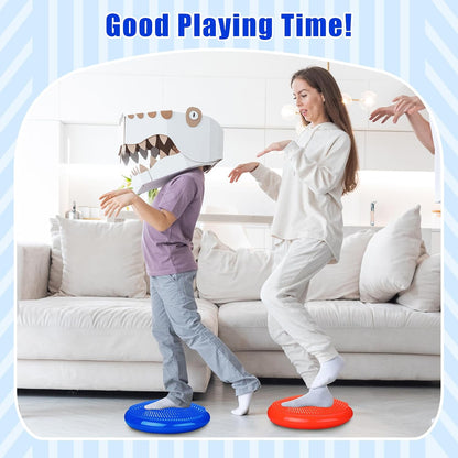 Silipull 2 Pcs Wiggle Seat Inflated Wobble Cushion Flexible Balance Disc with Air Pump for Core Stability Strengthening Improving Posture Physical Exercise