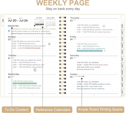 Planner 2026-2027, Weekly and Monthly Calendar Planner, JUL 2026 - JUN 2027 | Academic Year, Daily Agenda Book, A5(6.3'' x 8.5''), Sprial Bound, Inner Pocket, Office School Use
