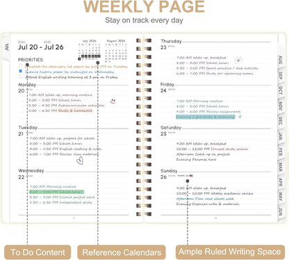 Planner 2026-2027, Weekly and Monthly Calendar Planner, JUL 2026 - JUN 2027 | A5(6.3'' x 8.5''), Hardcover, Agenda Book, Sprial Bound, Inner Pocket, Office and School Use