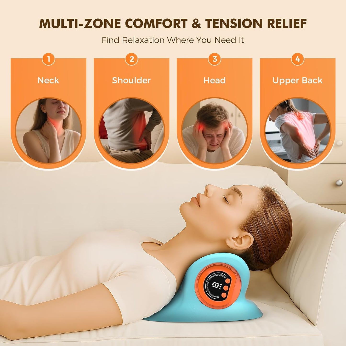 Neck Massager 2026 New Upgrade 3 in 1 Portable Massager with Heat &Comfortable Stretching–Adjustable Intensity for Neck & Shoulder Relaxation at Home, Office, Travel