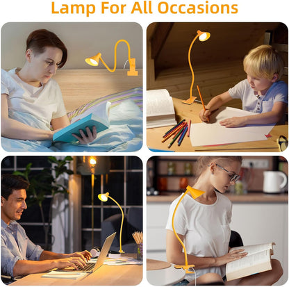 LiFMIRA Clip on Light USB Reading Light Desk Lamp 3 Color Modes Black