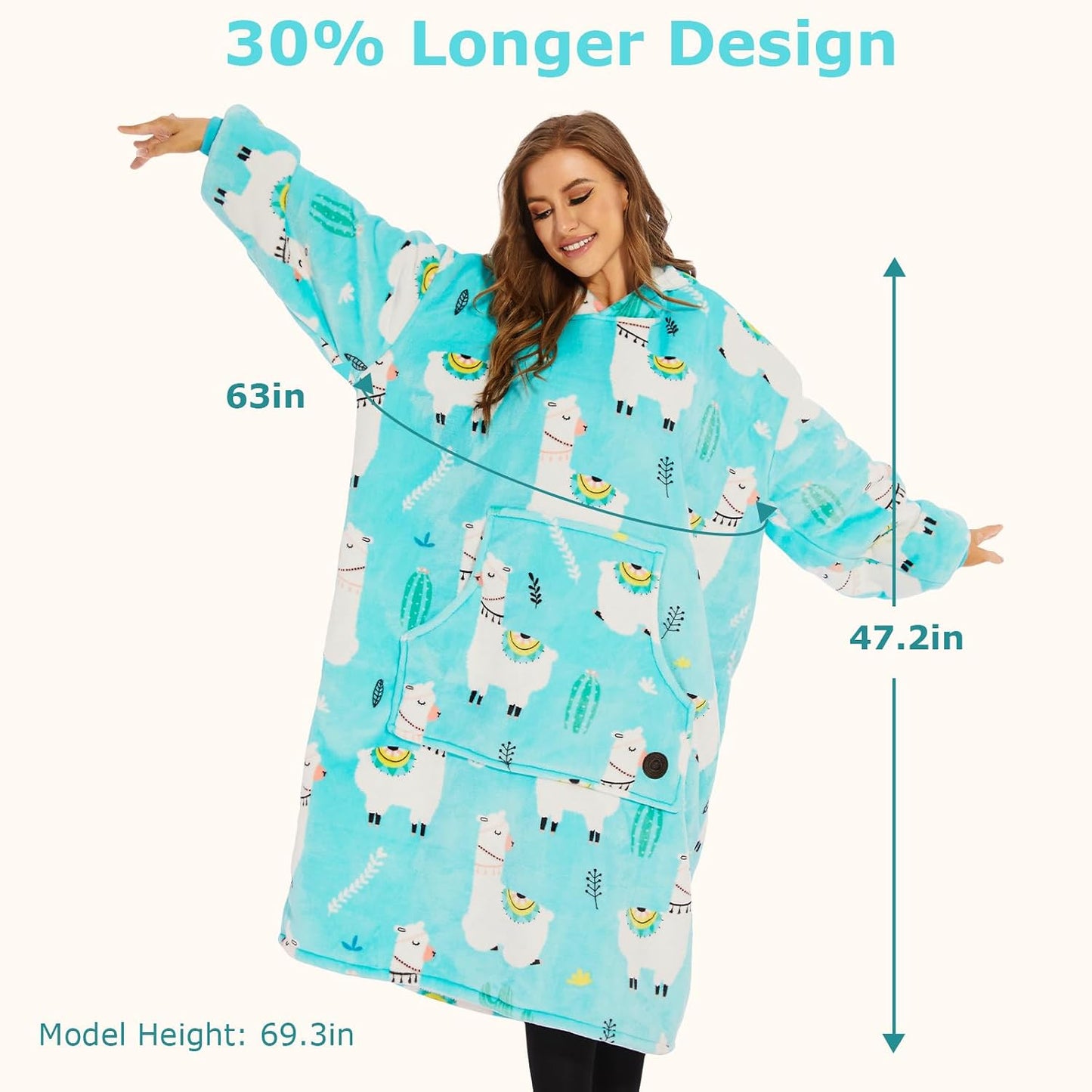 THREE POODLE Wearable Blanket Hoodie for Women, Oversized Sherpa Sweatshirt Blanket for Adults Men, Cozy Hooded Blankets, Gifts for Teen Girls Women Mom Sister