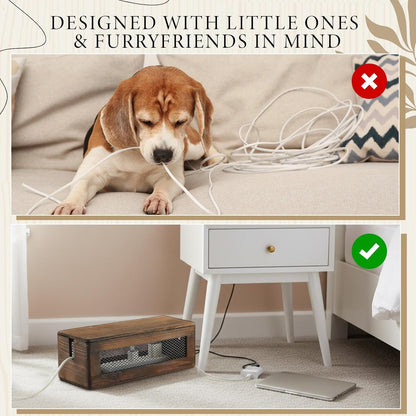 Chunful 13 Inch Cable Management Box, Wood Cord Hider Organizer with Magnetic Lid & Organizer for Power Strip, TV Wires & Desk Cable Storage, Ventilation Hide Floor Cables