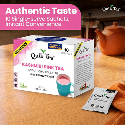 QuikTea Instant Chai Tea Latte Mix, Masala, Unsweetened, 20 Sachets