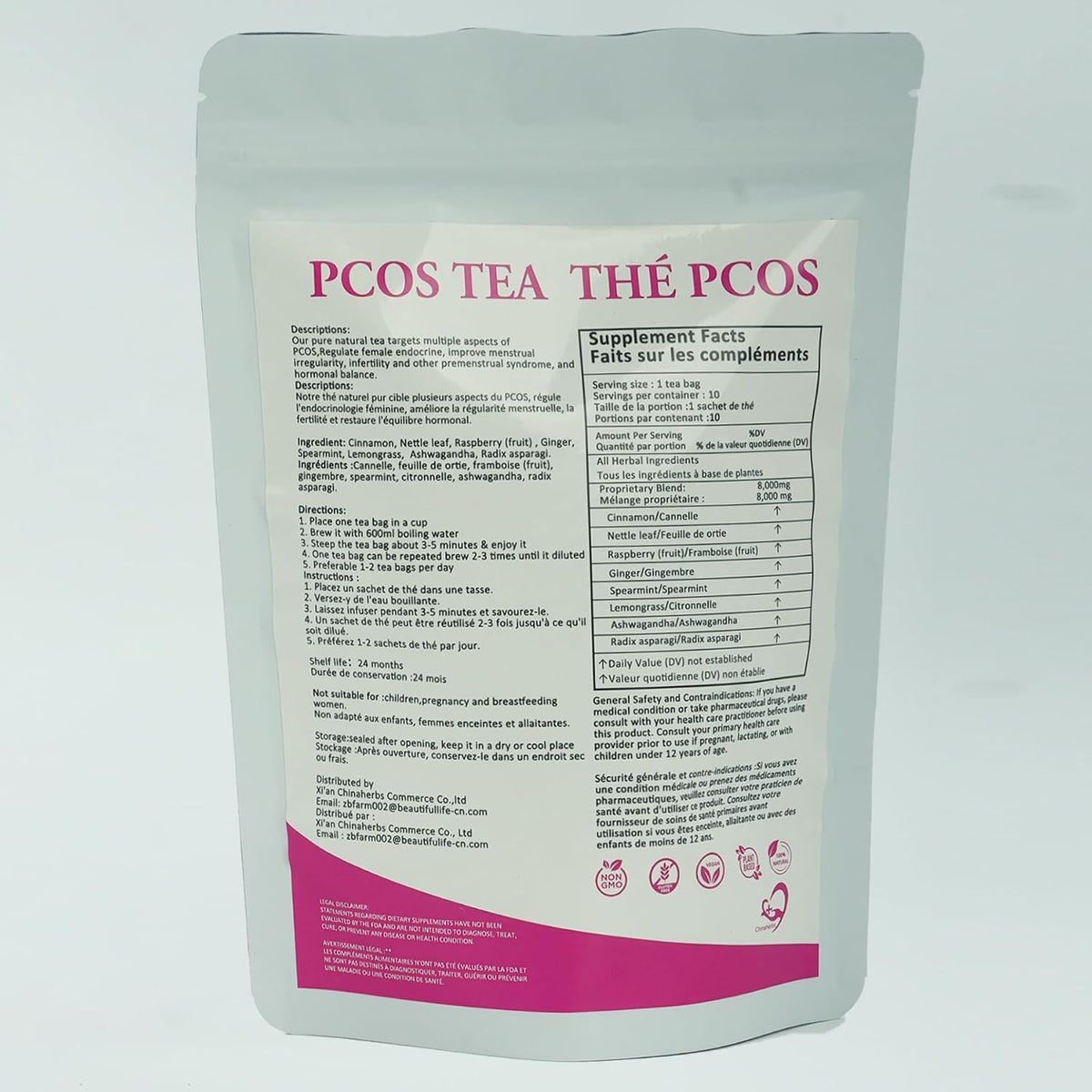 Laicuherb PCOS Spearmint Tea, for Women Hormone Balance & Promote Relaxation and Helps with Hirsutism and Acne, 10 Tea Bags Organic Spearmint Tea for Healthy Ovulation and Fertility
