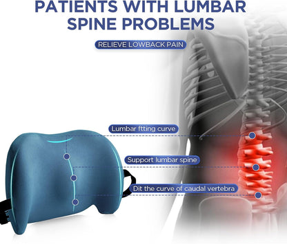 Lumbar Support Pillow for Office Chair, Car Lumbar Pillow Lower Back Pain Relief, Memory Foam Back Cushion with 4D Mesh Cover and Adjustable Straps, Ergonomic Chair Back Pillow for Car,Bed, Gaming