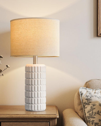 Seealle 23" Modern Ceramic Table Lamps Set of 2 - Table Lamps for Living Room, Farmhouse Bedside Night Stands Lamp for Bedroom, White Nightstand Lamps Set of 2, Desk Lamp for End Table Home Decor