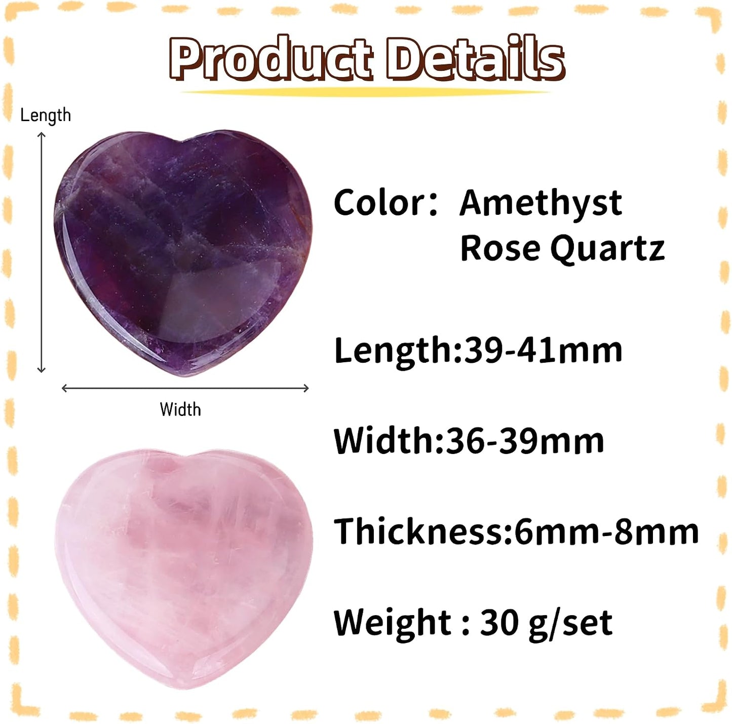 YATOJUZI Thumb Worry Stones for Anxiety Stress Relief Items Healing Crystals Natural Amethyst Rose Quartz Crystal Palm Pocket Stone Gemstones Meditation Reiki Spiritual Gifts for Women Men 2PCS
