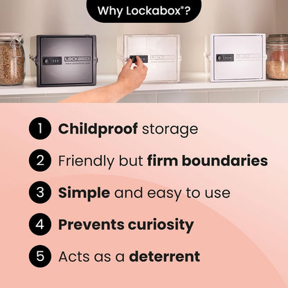 Lockabox Mini™ | Small Lock Box with Combination Lock (Half Letter Sized) | Mini Lockable Box for Small Medicines, Snacks & Mobile Phones | External Size 8.8 x 6.1 x 4.7 Inches (Crystal)
