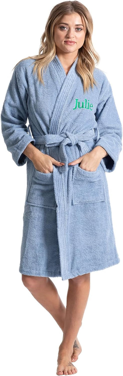 Turkuoise Soft & Absorbent Towel Robe, 100% Cotton Turkish Terry Cloth Kimono Bathrobes for Women