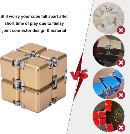 Lifidea Aluminum Alloy Metal Infinity Cube Fidget Cube (6 Colors) Handheld Fidget Toy Desk Toy with Cool Case Infinity Magic Cube Relieve Stress Anxiety ADHD OCD for Kids and Adults (Blue)