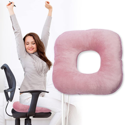 Stuffed Donut Pillow Seat Cushion | for Tailbone and Coccyx Pain, Hemorrhoids, Bed Sores, Pregnancy, Prostate, Surgery Recovery, Sitting Pressure Relief, for Home, Office and Car (Grey)