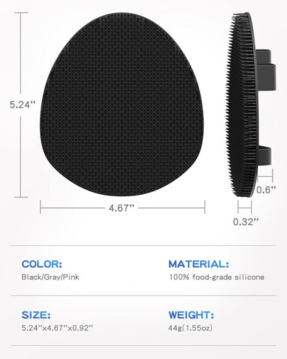 Manmihealth Silicone Back Scrubber(Thick Bristles) & Soft Bath Glove Set, Super-Exfoliating Body Scrubber & Super-Lathering Shower Brush Combination, with a Free Hook.(Black)