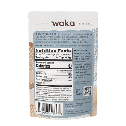 Waka Instant Earl Grey Black Tea for London Fog, 0.45 oz Travel Pack