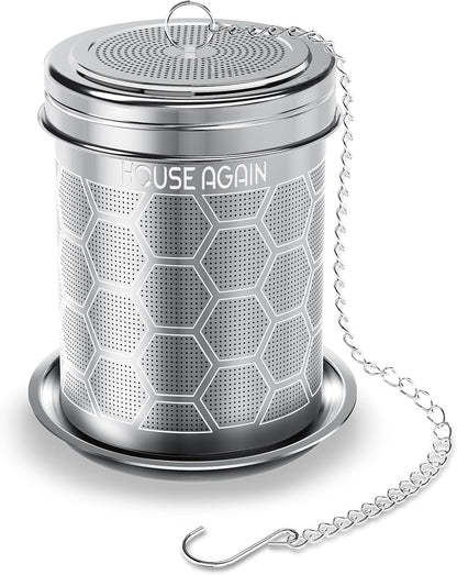 House Again 2 Pack Tea Infuser, Extra Fine Mesh Tea Infusers for Loose Tea, 18/8 Stainless Steel Tea Strainer with Extended Chain Hook, Tea Steeper for Brew Tea, Spices & Seasonings