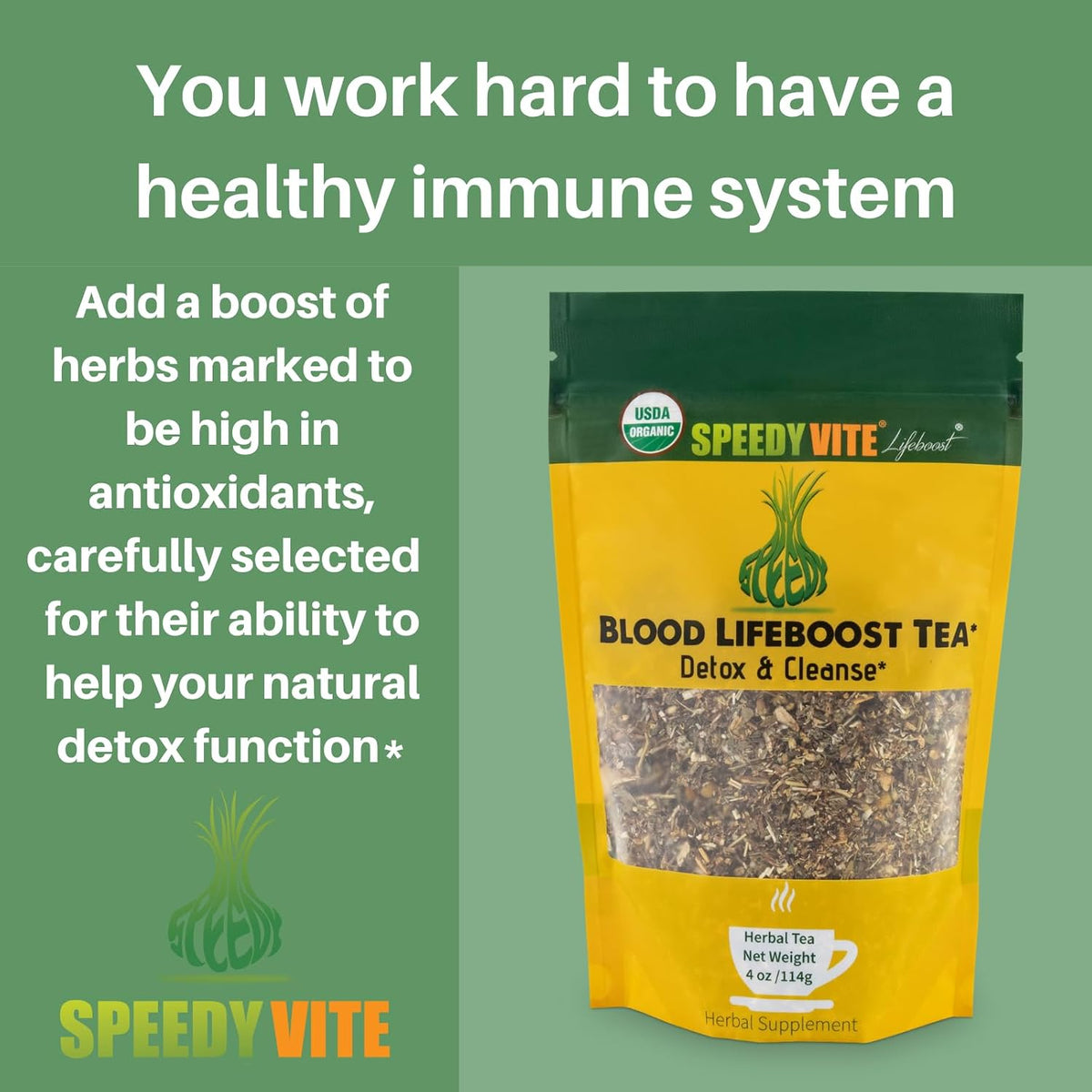 SpeedyVite® Blood Lifeboost Tea | Cleanses & supports natural removal of excess waste chemicals from the blood stream* | Contains Echinacea, Chamomile and more